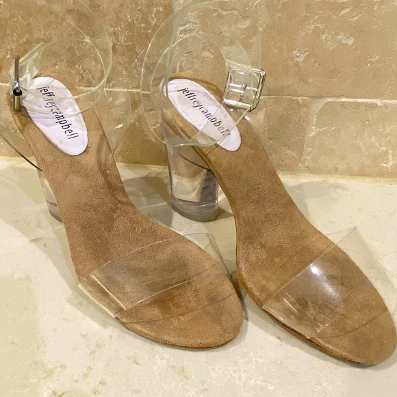 JEFFREY CAMPBELL Clear Ankle Strap Sandals Sz8 - Picture 2 of 5